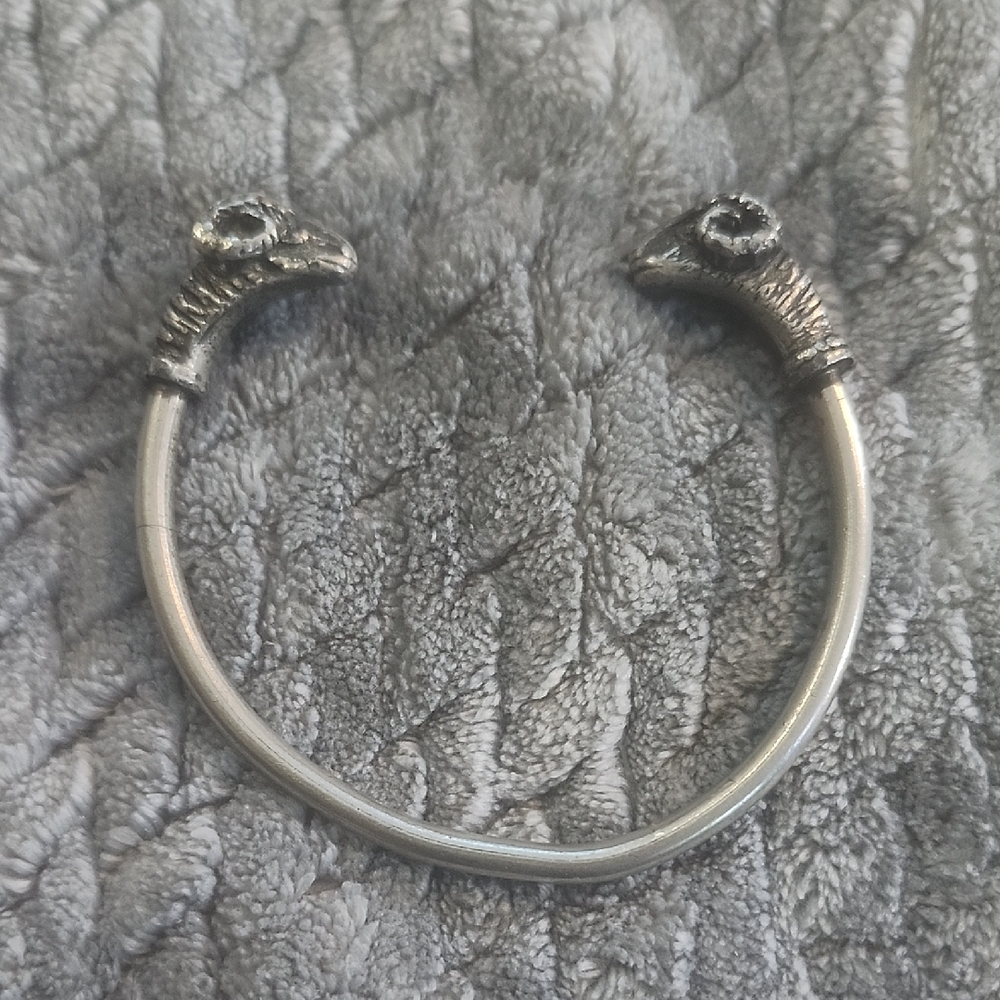 Silver Color Metal Ram Head Bracelet